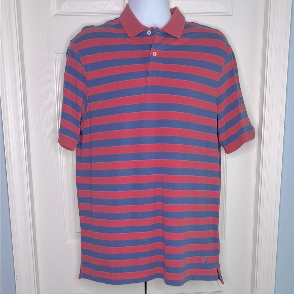 3 for $20 Daniel Cremieux Classics Mens Pink and Blue Striped Polo Golf Shirt L